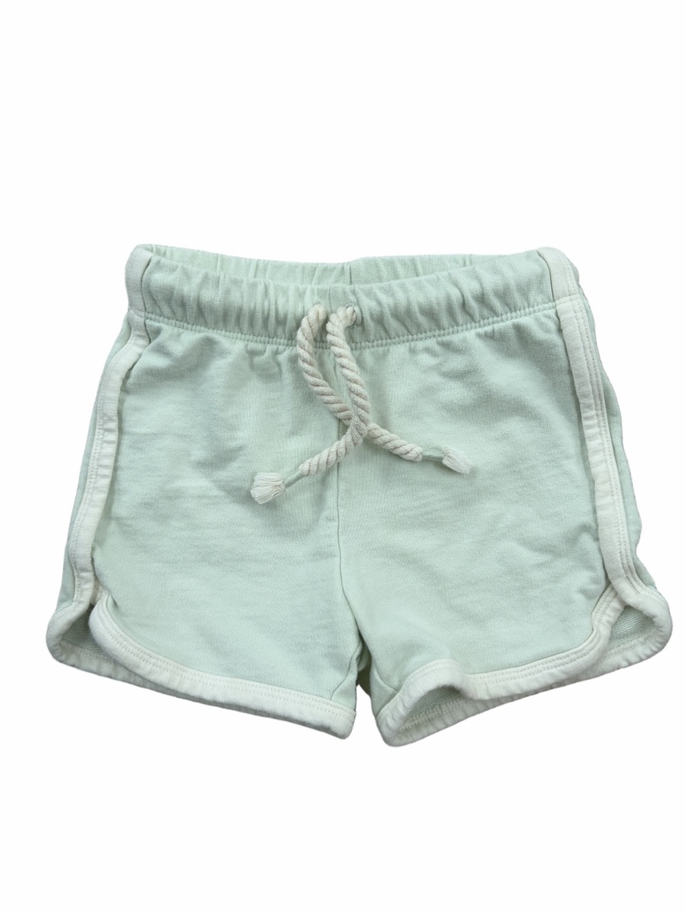 Little Co. Size 2T Mint French Terry Cloth Organic Cotton Dolphin-Hem Shorts